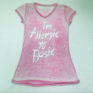 “I’m allergic to basic” pink graphic t-shirt